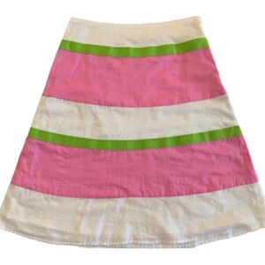 London Jean size 0 skirt pink white green stripe